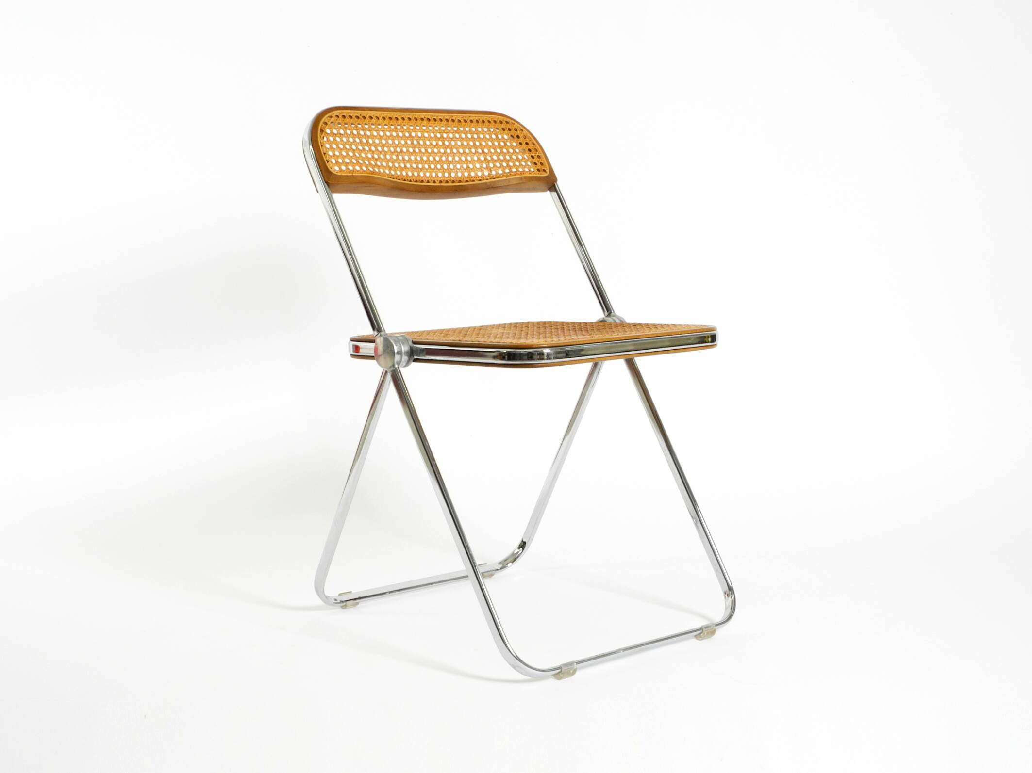 Chaise pliante Plia des années 1970 avec cannage de Vienne par Giancarlo Piretti pour Castelli