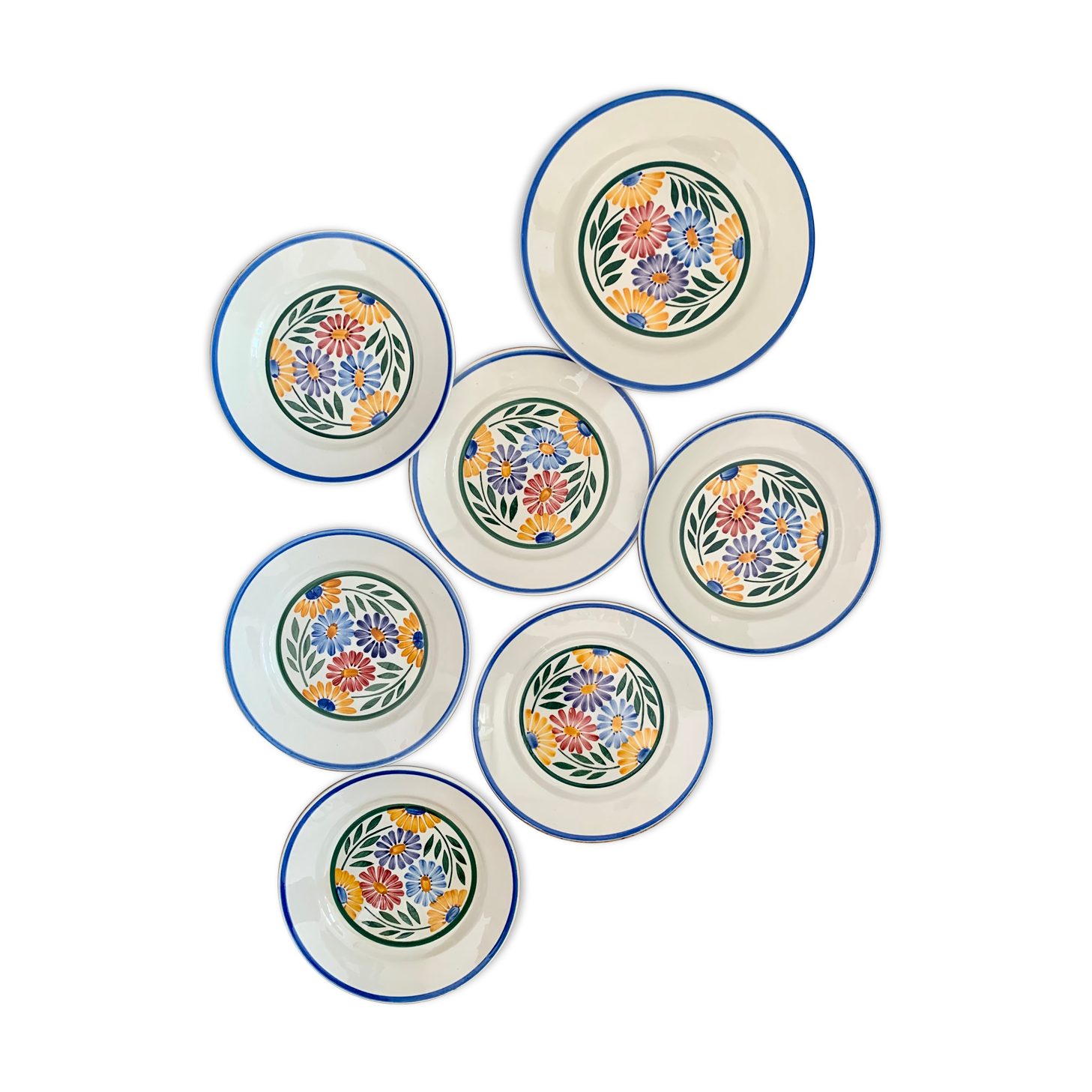 Josetti earthenware service with colorful flowers 1930