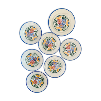 Josetti earthenware service with colorful flowers 1930