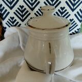 White and silver porcelain teapot