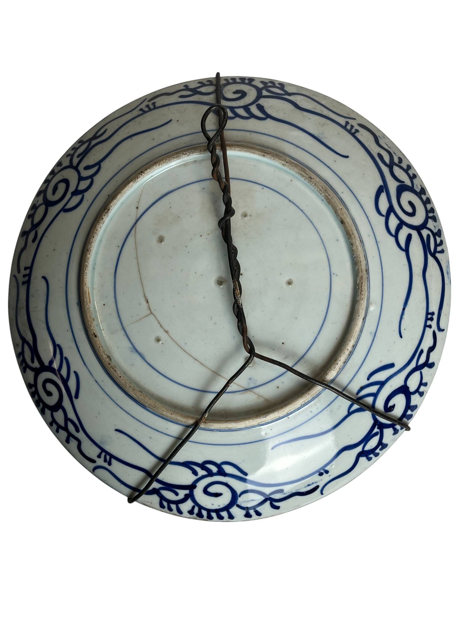 Japan, large white and blue porcelain plate from the 19th century.
