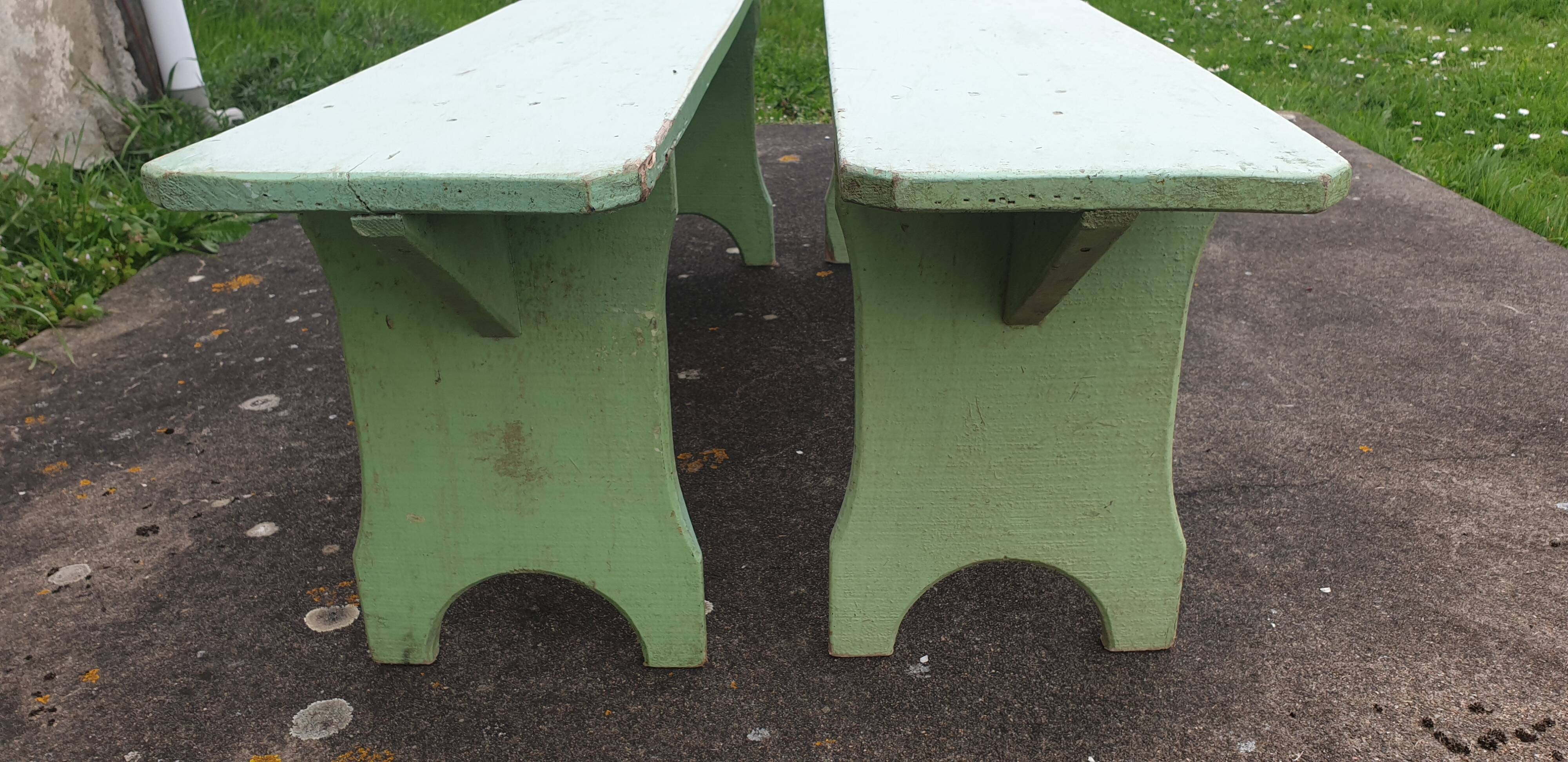 Pair of vintage farmhouse solid wood benches