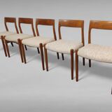 Dining Room Chairs Model No. 77 by Niels Otto Møller, Set of 5