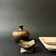 Hammered brass candle holder, brutalist design, 1970s