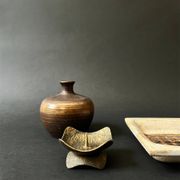 Hammered brass candle holder, brutalist design, 1970s
