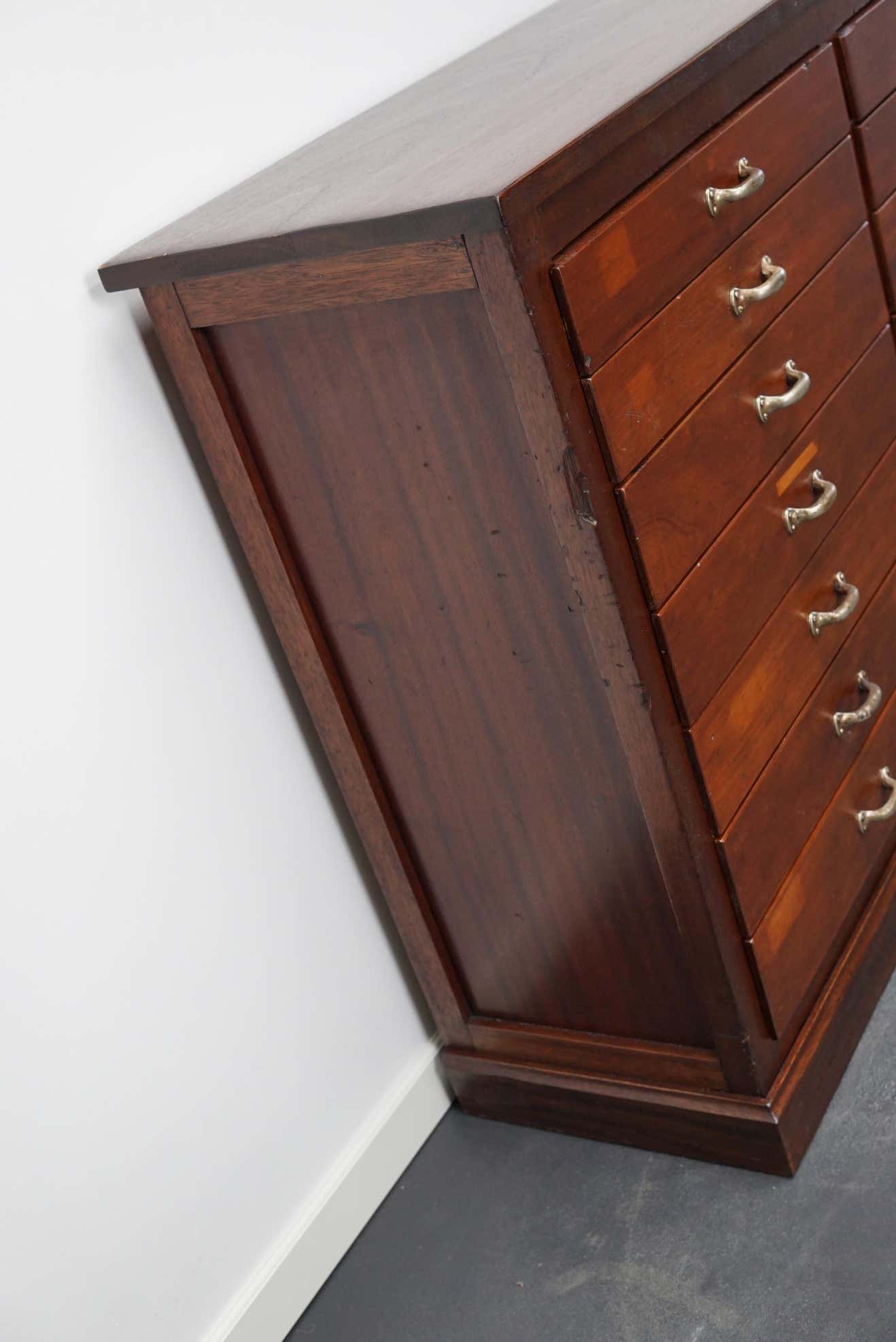 British Mahogany Apothecary Cabinet or Bank of Drawers, 1930s