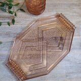 Rosaline service in pink glass with a diamond tray and four bowls