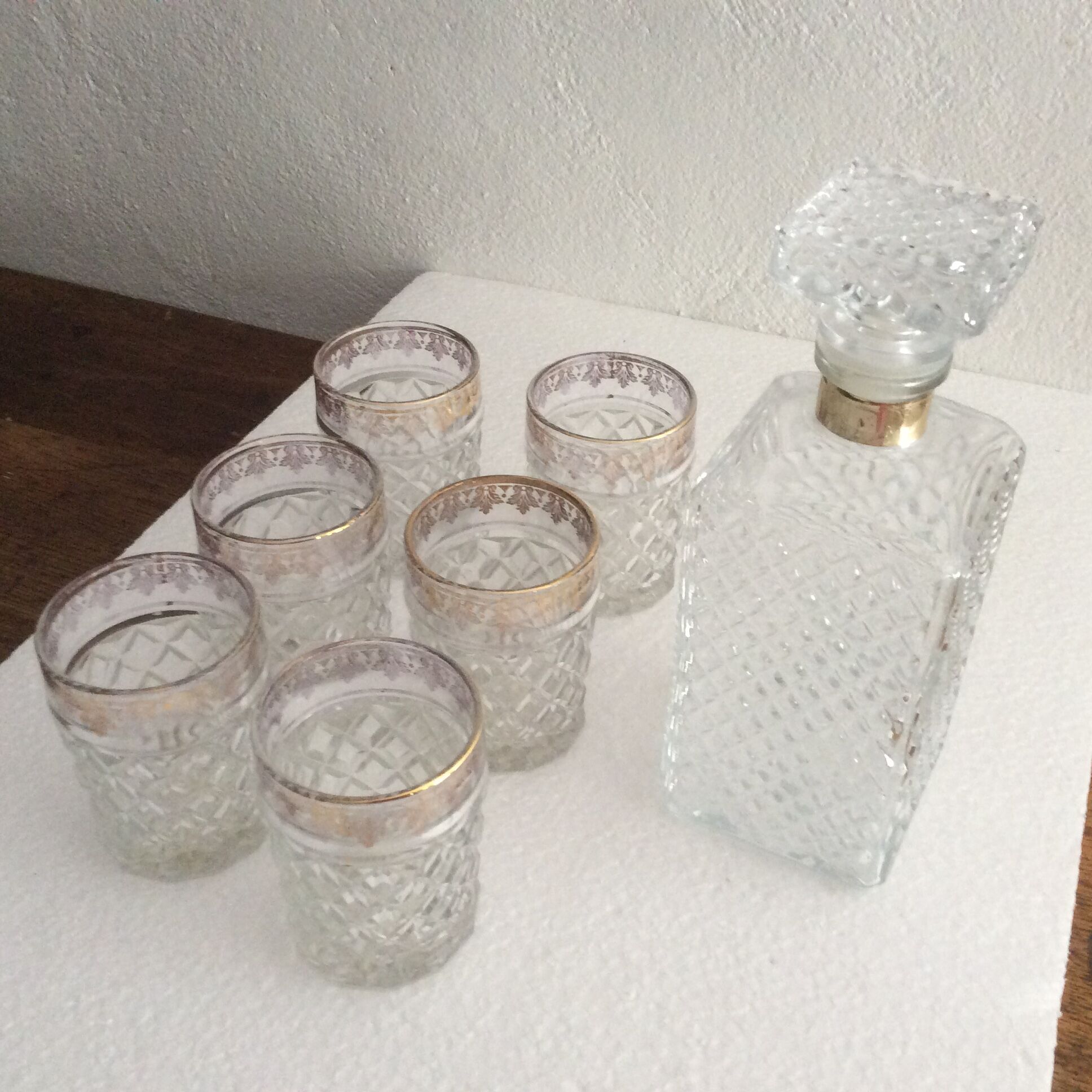 Pitcher and  whiskey glasses 70s