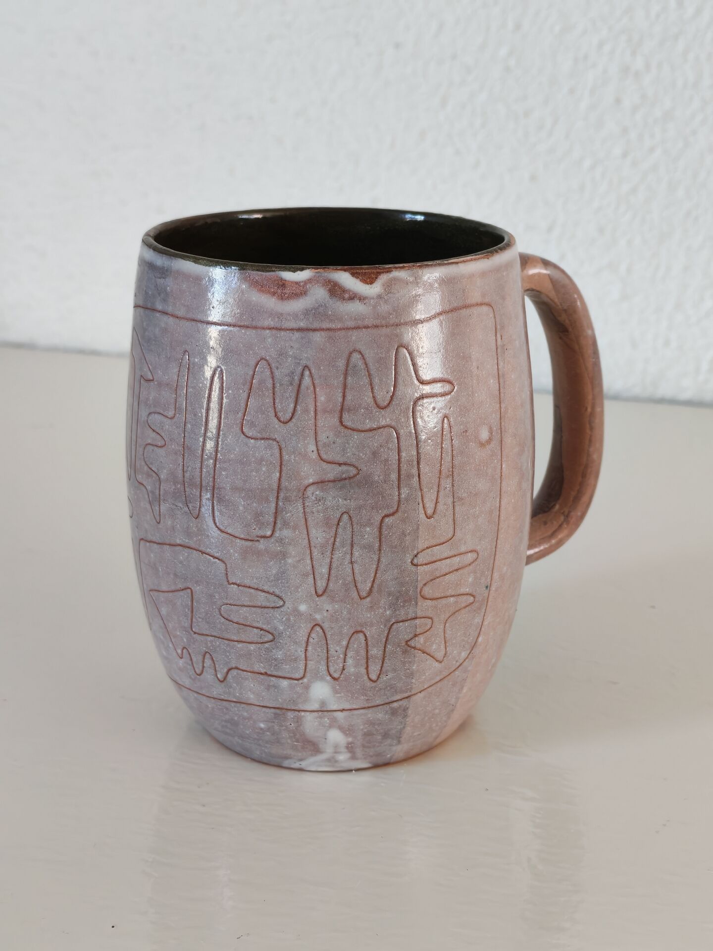 Ceramic mug signed Juliette Derel Rivier Vallauris 1950s