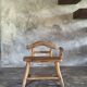 Small brutalist bench with backrest and armrests in Asian blonde teak H67 L6