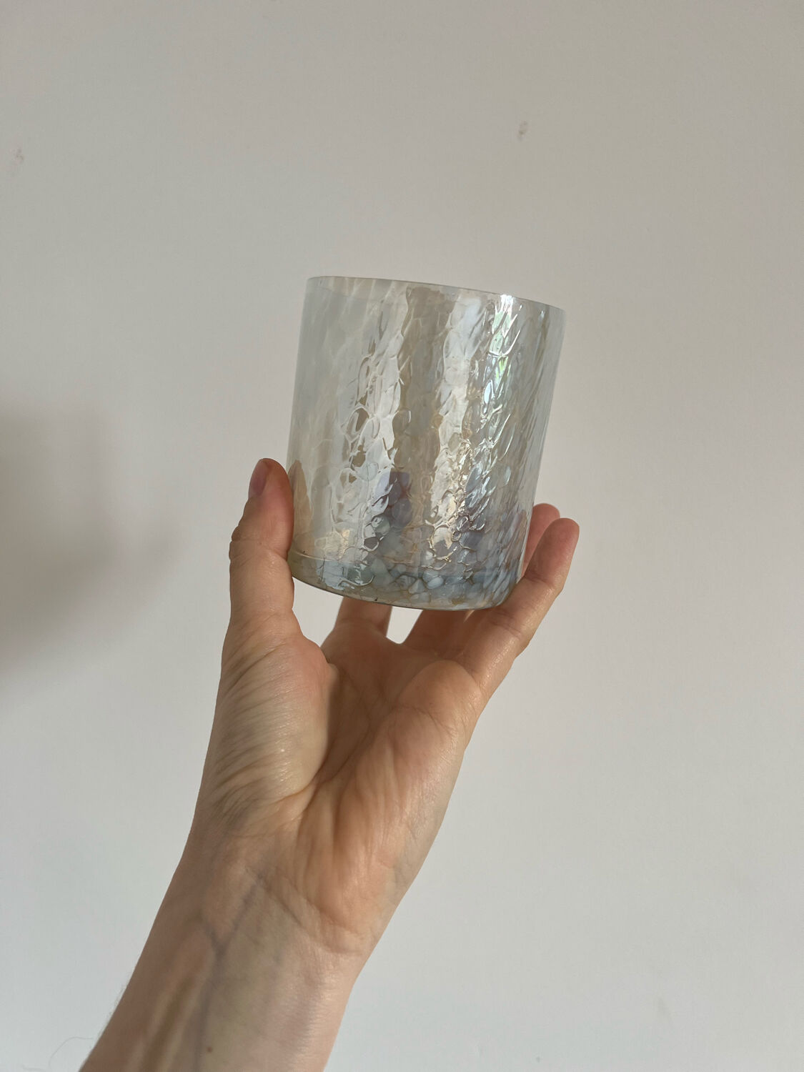 Set of two designer glass candle holders