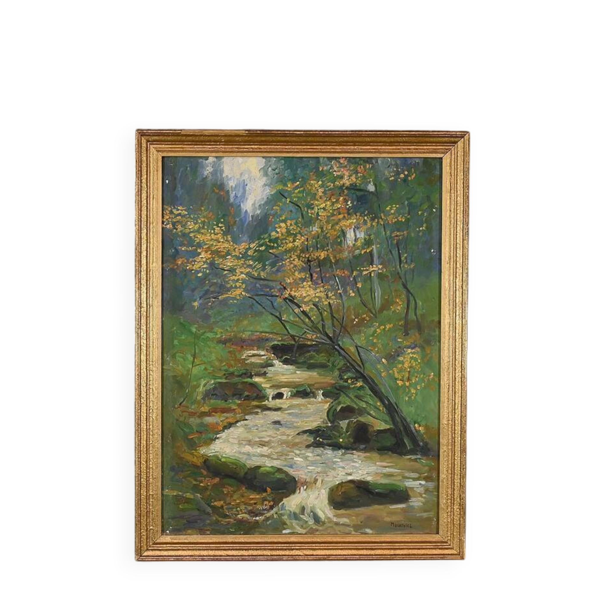 Oil on Canvas "Stream in the Forest", signed A. Markowicz – Early 20th century