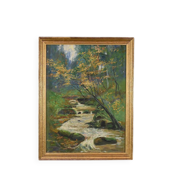 Oil on Canvas "Stream in the Forest", signed A. Markowicz – Early 20th century