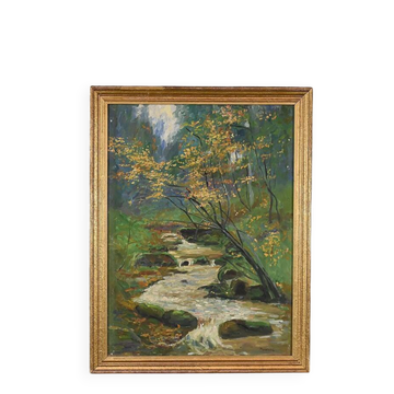 Oil on Canvas "Stream in the Forest", signed A. Markowicz – Early 20th century