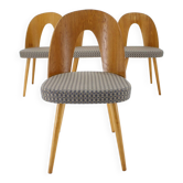 Ensemble de quatre chaises de salle à manger Antonin Suman des années 1960, finition chêne, Tchécoslovaquie