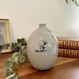 Signed soliflore vase in glazed terracotta
