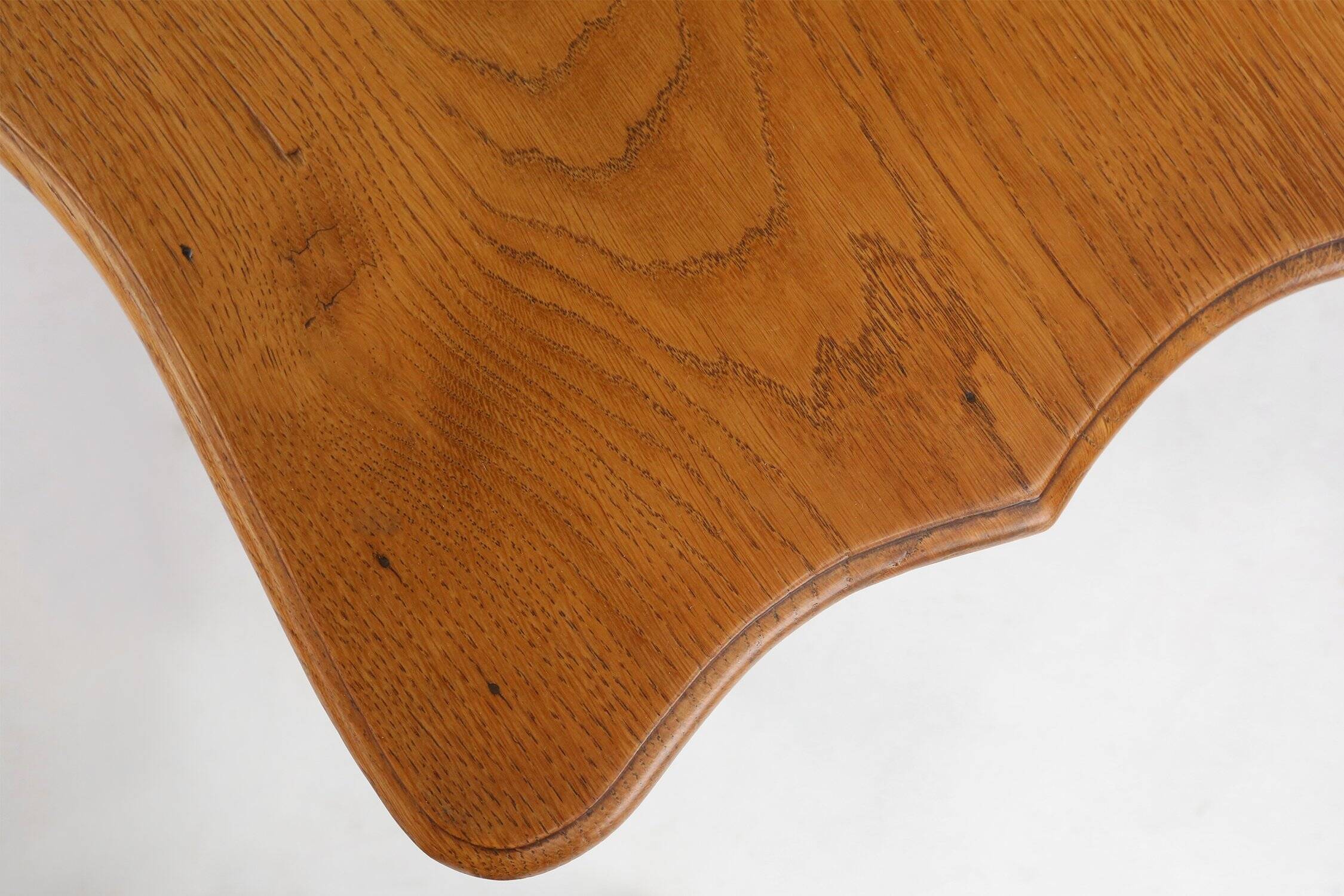 Mid-Century solid Oak carved Side Table, Belgium 1950s