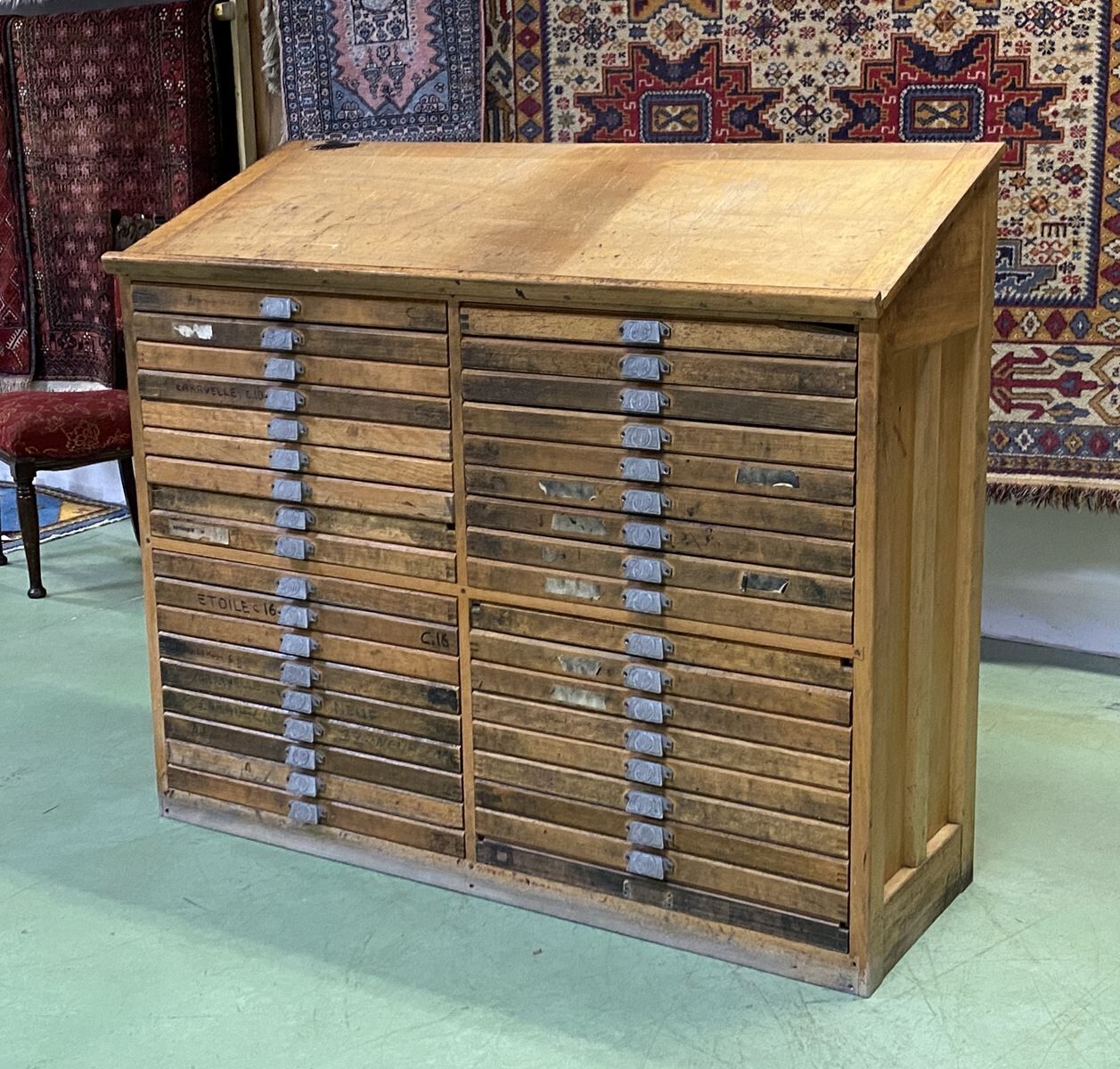 Double oak printer furniture from the 1930s
