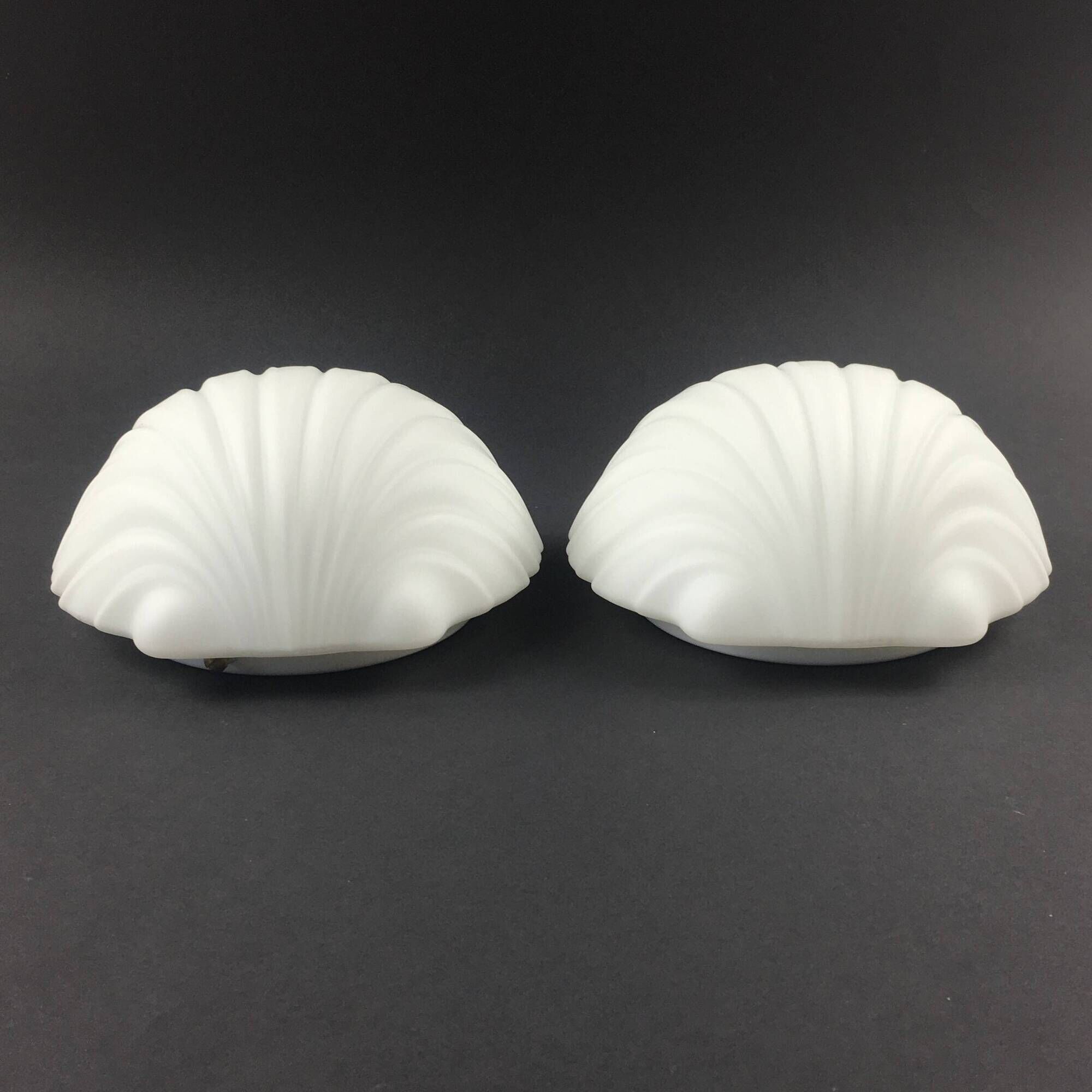 Pair of Opaline Glass Shell-Shaped Wall Lights from Limburg, Germany, 1970s