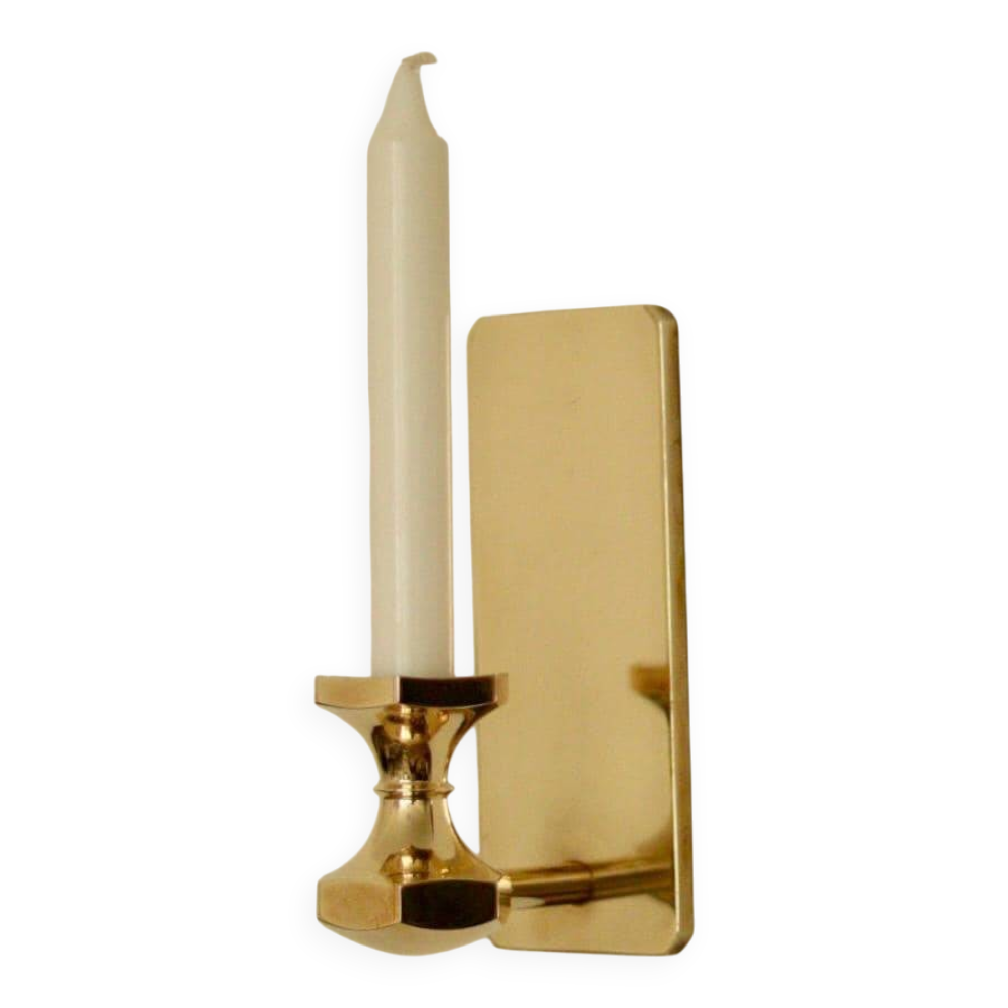 1988, single mid-century Swedish brass sconce by Gusum