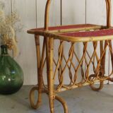 60s rattan magazine holders with trays