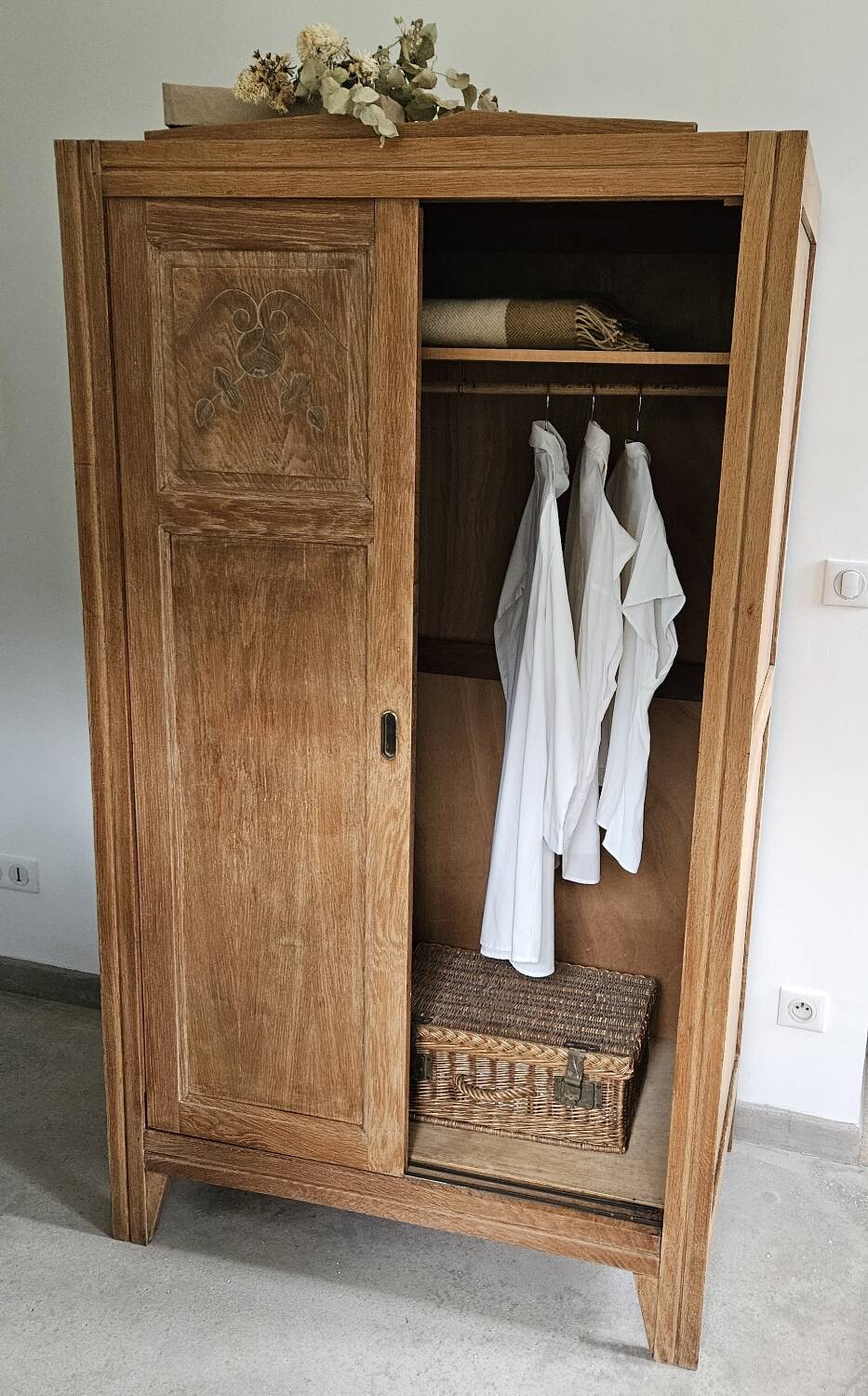 Wardrobe, Parisian sliding door vintage Art Deco wardrobe