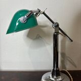 Lampe de bureau, notaire, banquier, opaline verte, art deco 1930