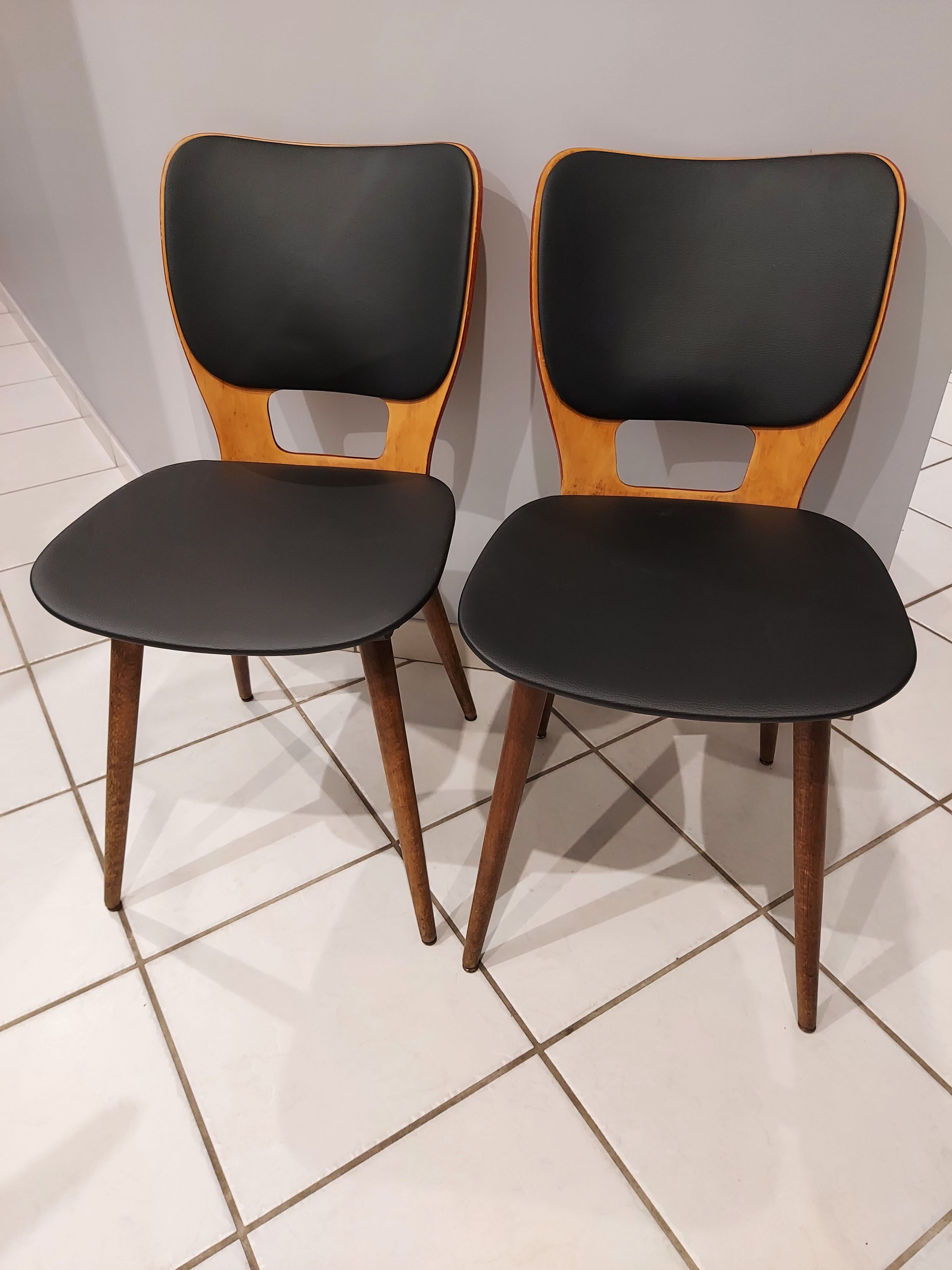 Pair of Bistrot Baumann chairs for Max bill vintage 1960