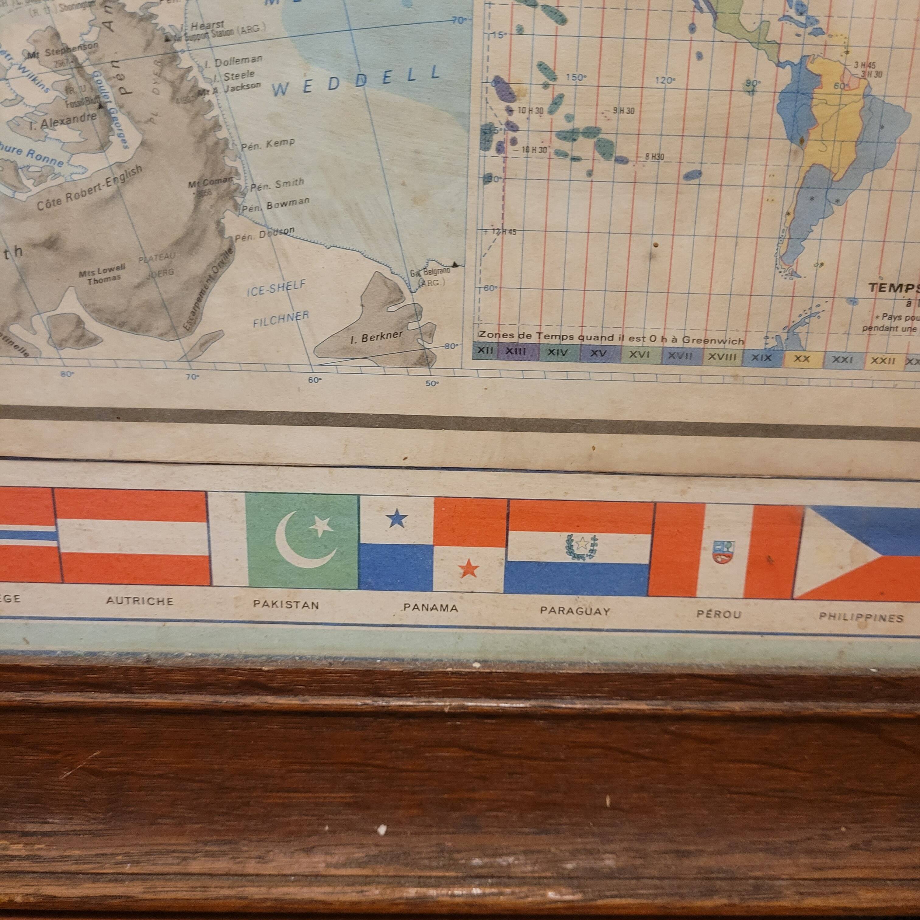 Globe map / Planisphere "Le Monde Politique", National Geographic Institute, 20th century – Fran