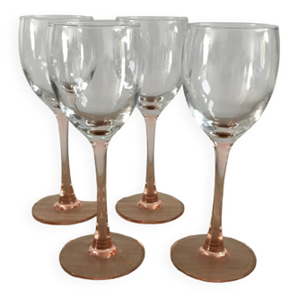 4 verres à vin luminarc pied rose