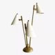 Italian lamp with three brass heads, 1950s design.