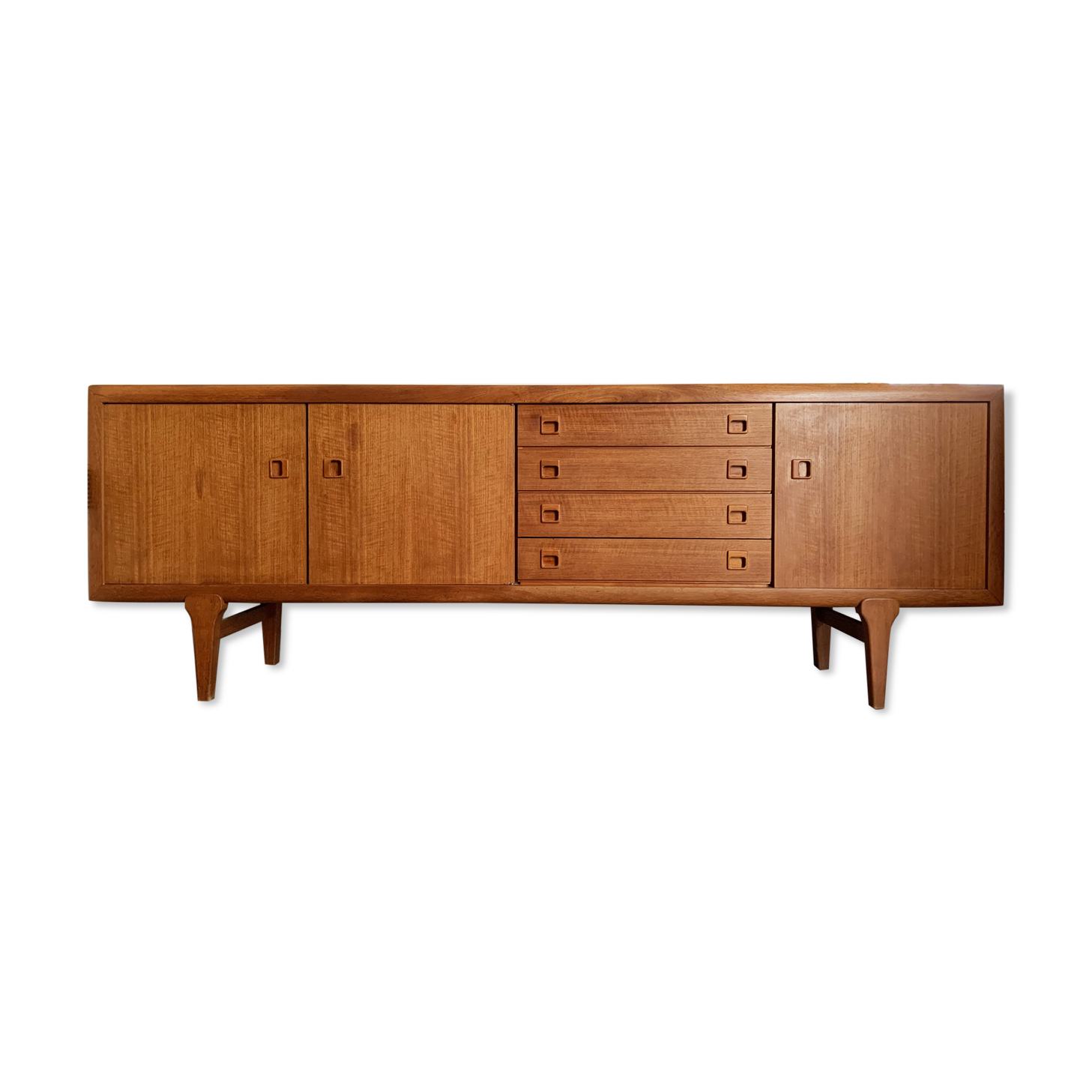 Large Danish vintage row in blond teak from the 60s