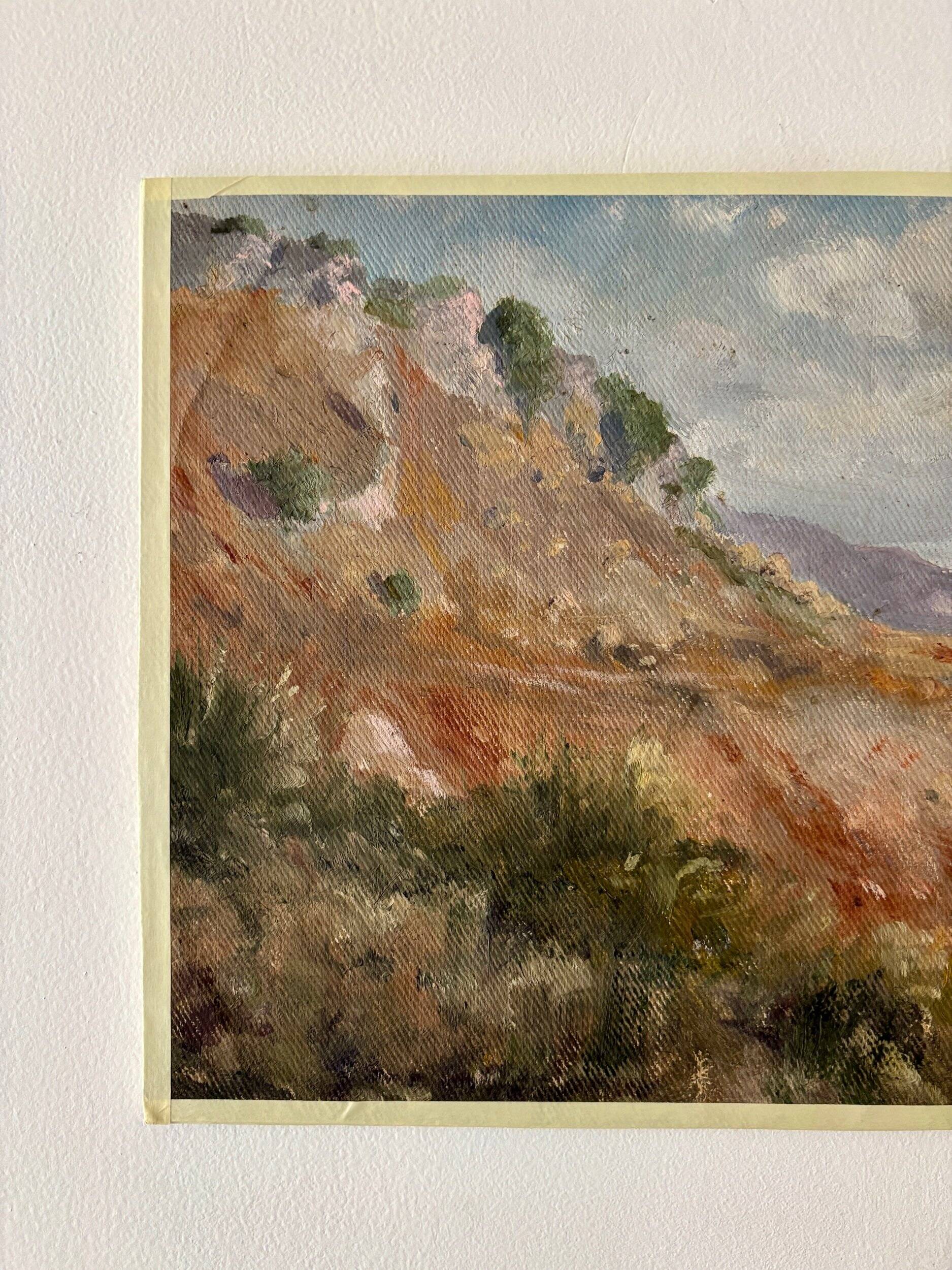 Peinture à l'huile sur toile "Falaise et montagnes" n°64