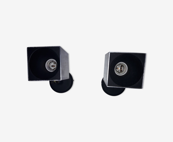 Paire d'appliques spot orientables acier chromé