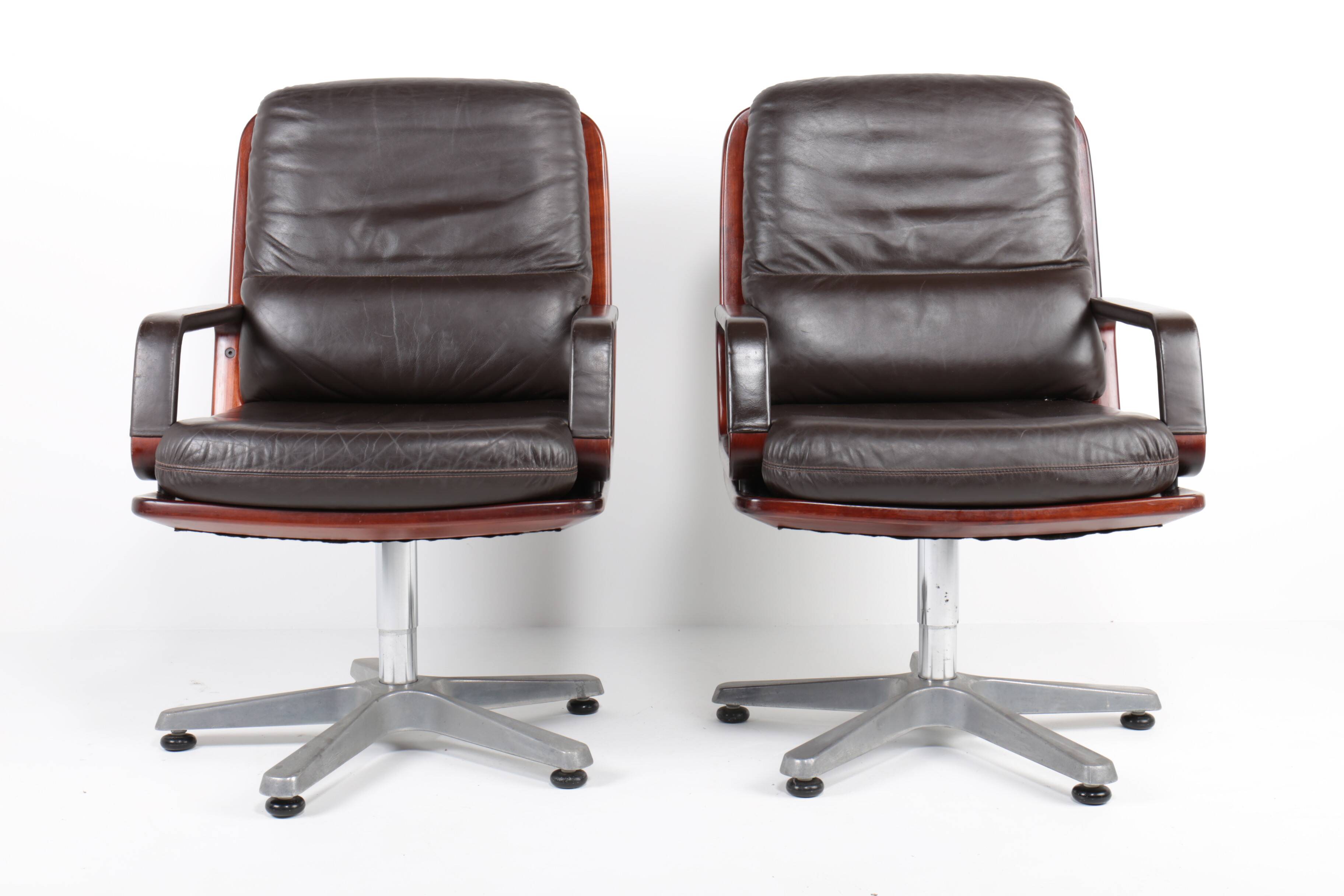 Pair of leather visitor armchairs by Eugen Schmidt