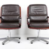 Pair of leather visitor armchairs by Eugen Schmidt
