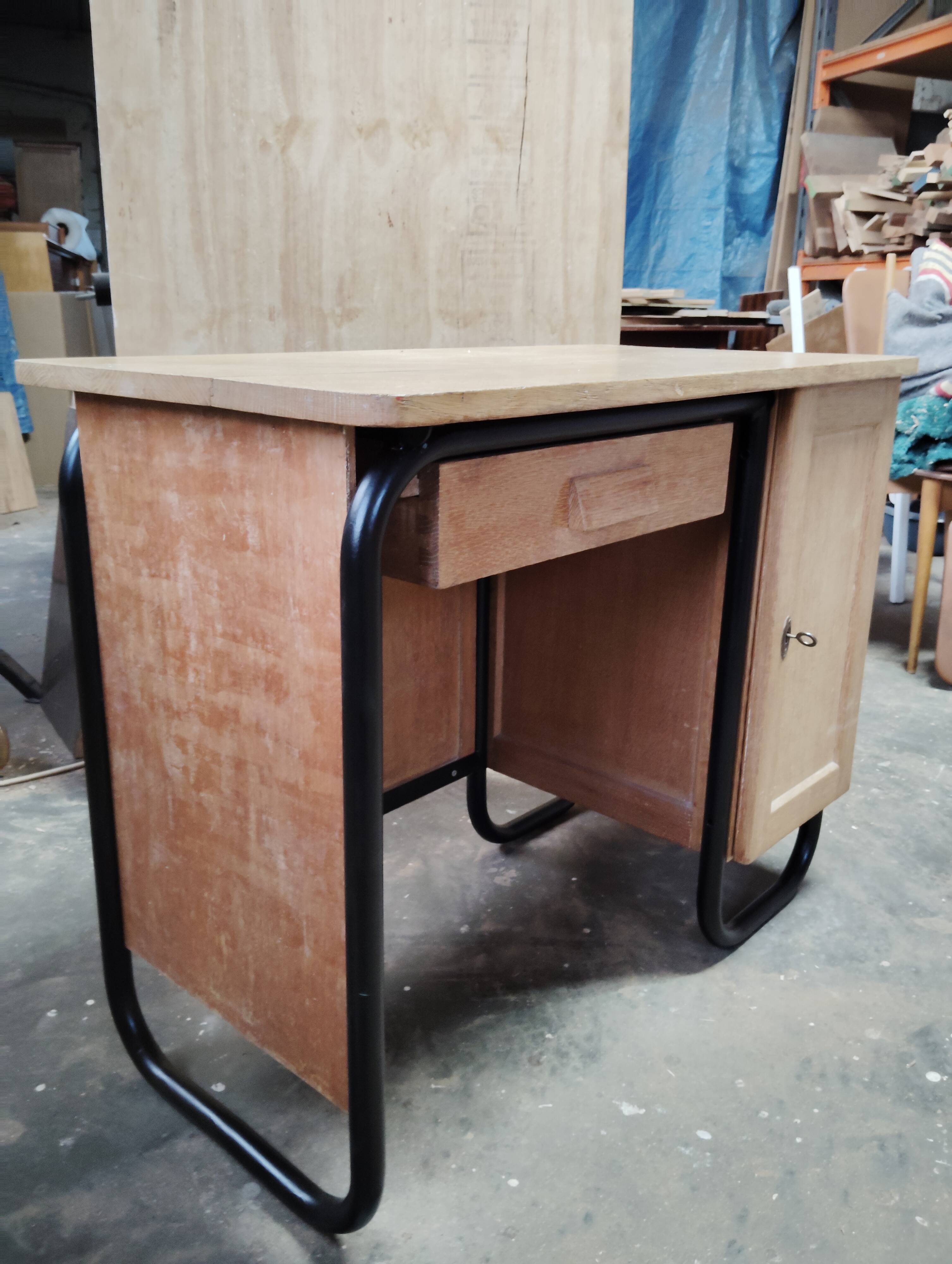 1950s desk in wood and tubular metal