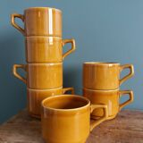7-cup bistro coffee set in caramel mustard color