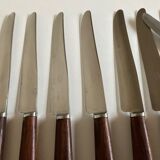 Set of 9 knives with mid century rosewood handle