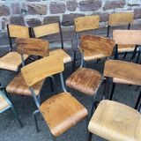 20 vintage mismatched industrial chairs school MULLCA tube & wood