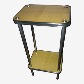 Side table in stainless steel and formica