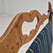 1970s, Danish design, oak wood rocking chair with footstool, furniture wool, original condition.