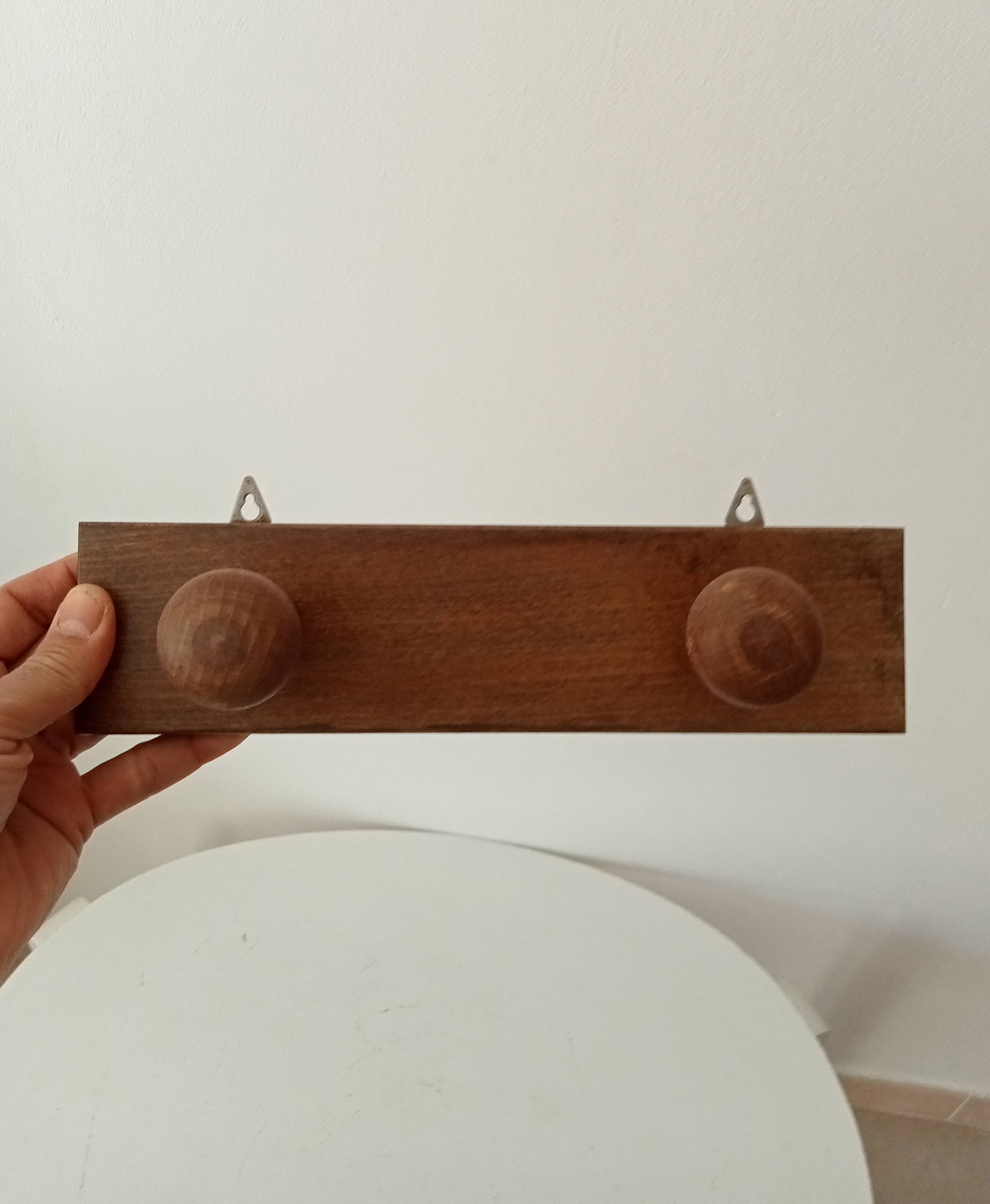 Vintage wooden wall coat rack