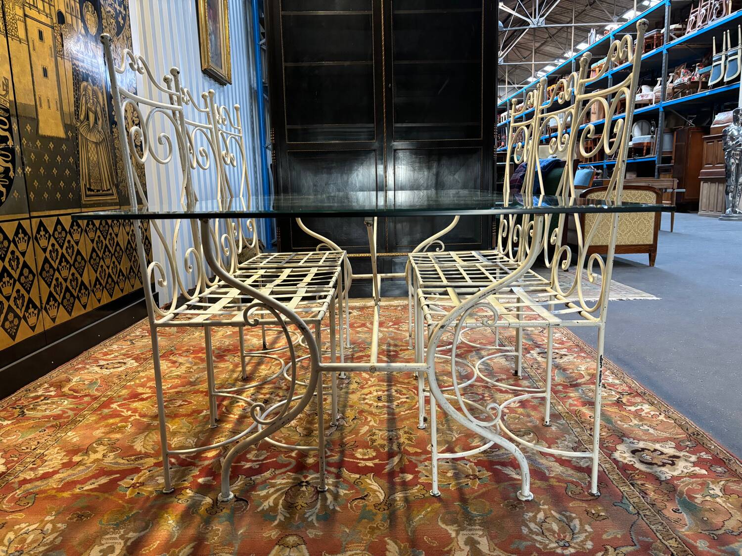 Iron and glass garden furniture