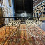 Iron and glass garden furniture