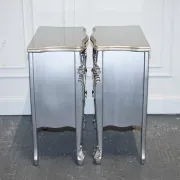 Baroque Grey Silver 3-Drawer Bedside Tables, Set of 2