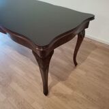Chippendale mahogany table XXth with walnut piano in smoked tempered glass