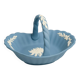 Blue Wedgwood Jasperware basket – English porcelain with relief decoration