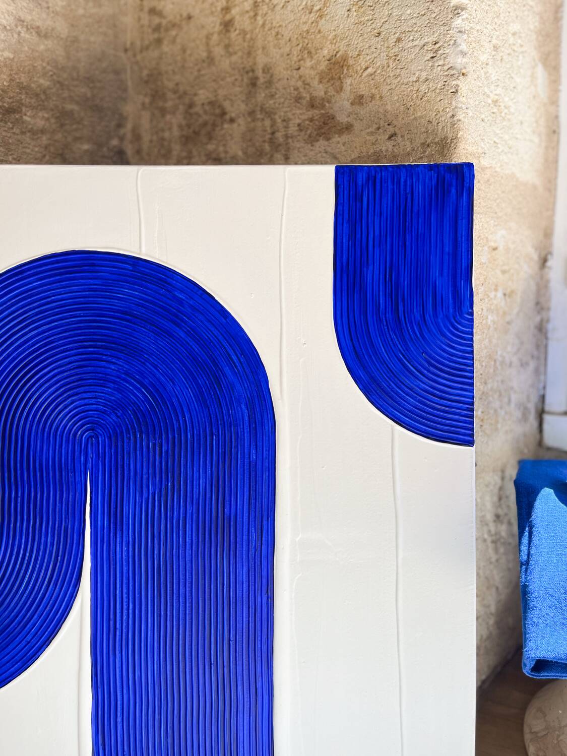 Blue relief painting