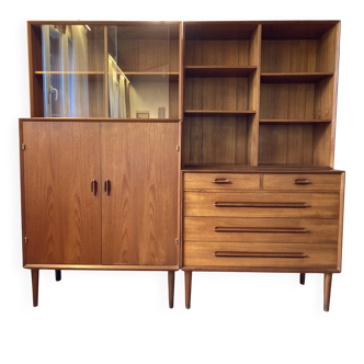 Buffet set, display cabinet, teak chest of drawers, Møbelfabrik Teck